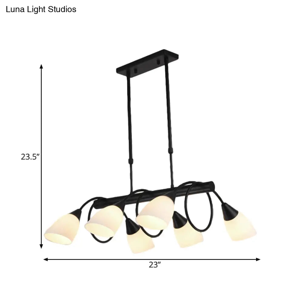 Traditional Milky Glass Pendant Light Fixture - 6/8/10 Lights - Black Hanging Lamp Kit
