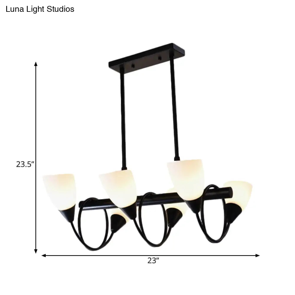 Traditional Milky Glass Pendant Light Fixture - 6/8/10 Lights - Black Hanging Lamp Kit