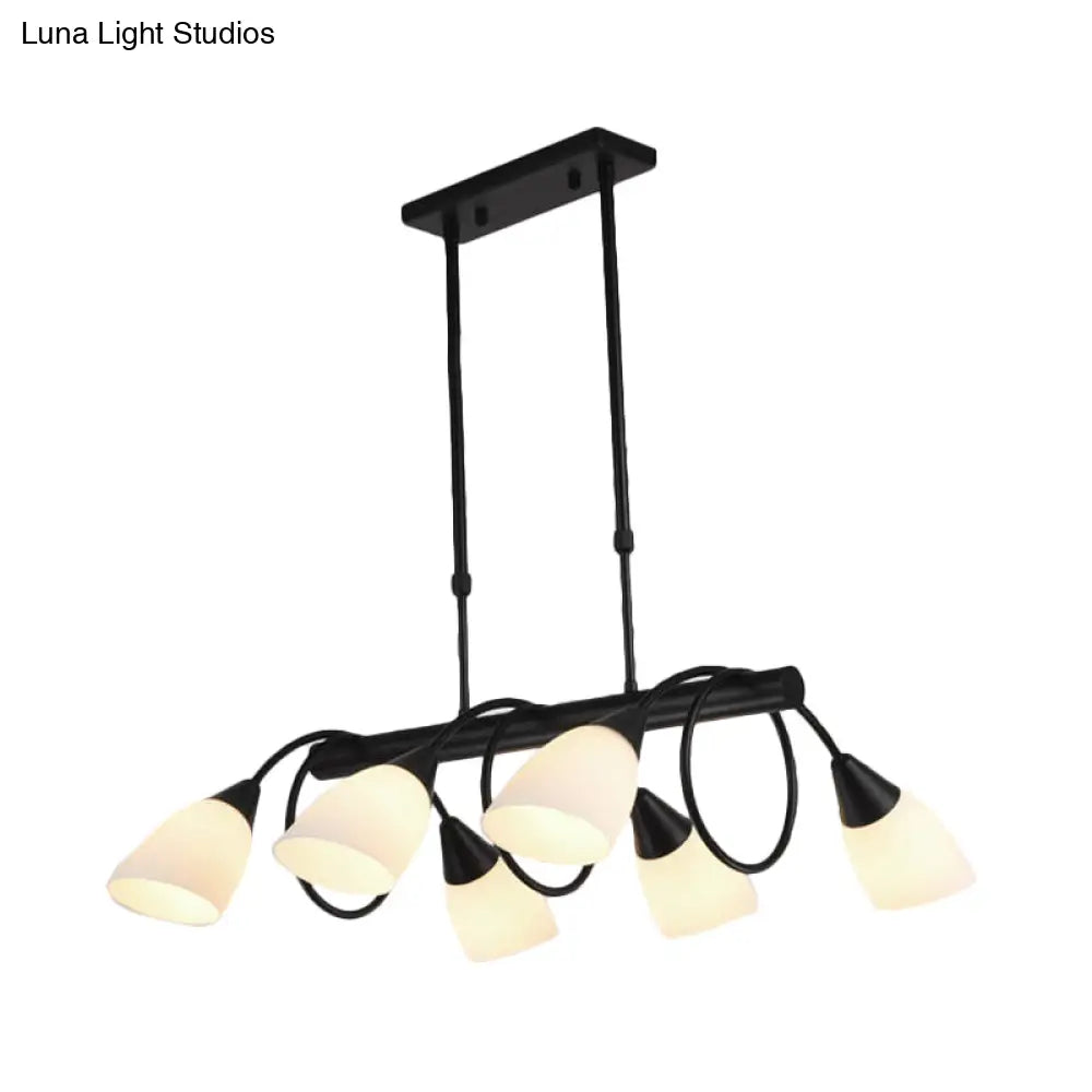 Traditional Milky Glass Pendant Light Fixture - 6/8/10 Lights - Black Hanging Lamp Kit