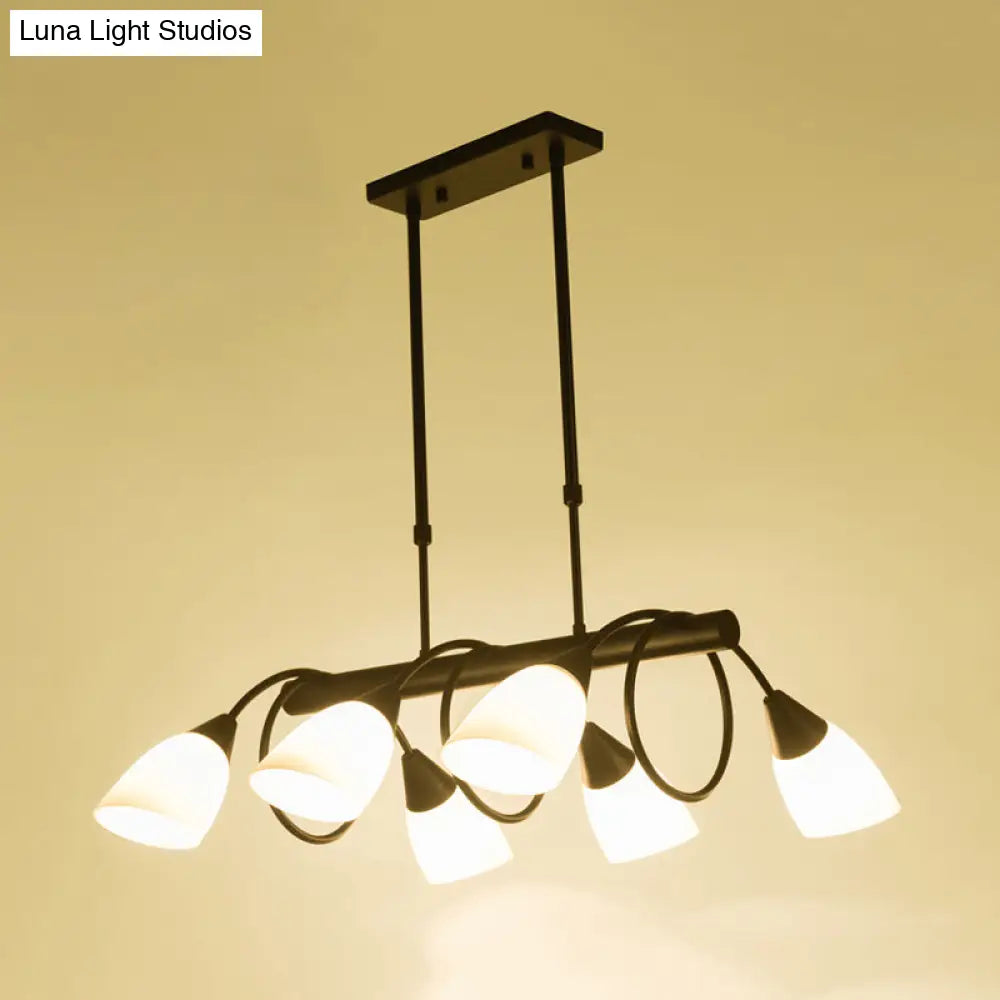 Traditional Milky Glass Pendant Light Fixture - 6/8/10 Lights - Black Hanging Lamp Kit