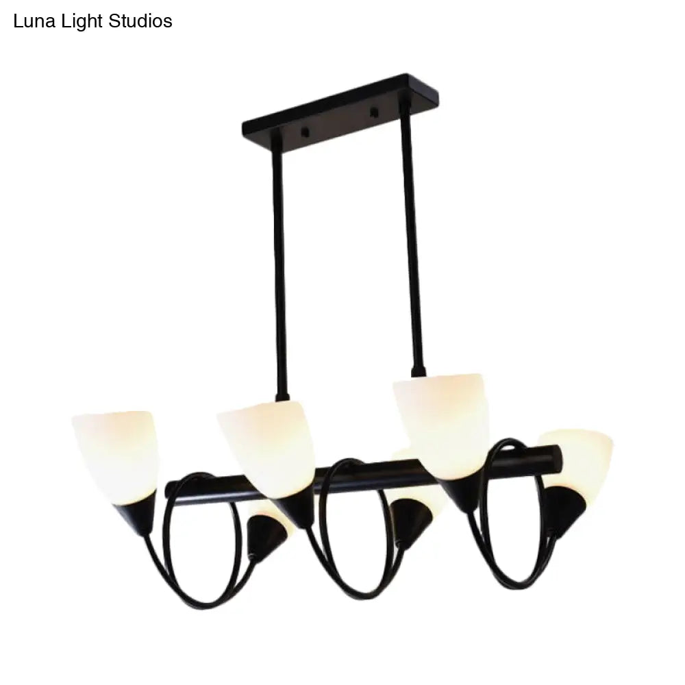 Traditional Milky Glass Pendant Light Fixture - 6/8/10 Lights - Black Hanging Lamp Kit