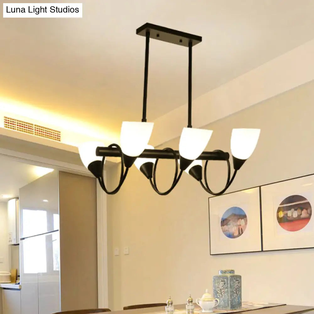 Traditional Milky Glass Pendant Light Fixture - 6/8/10 Lights - Black Hanging Lamp Kit