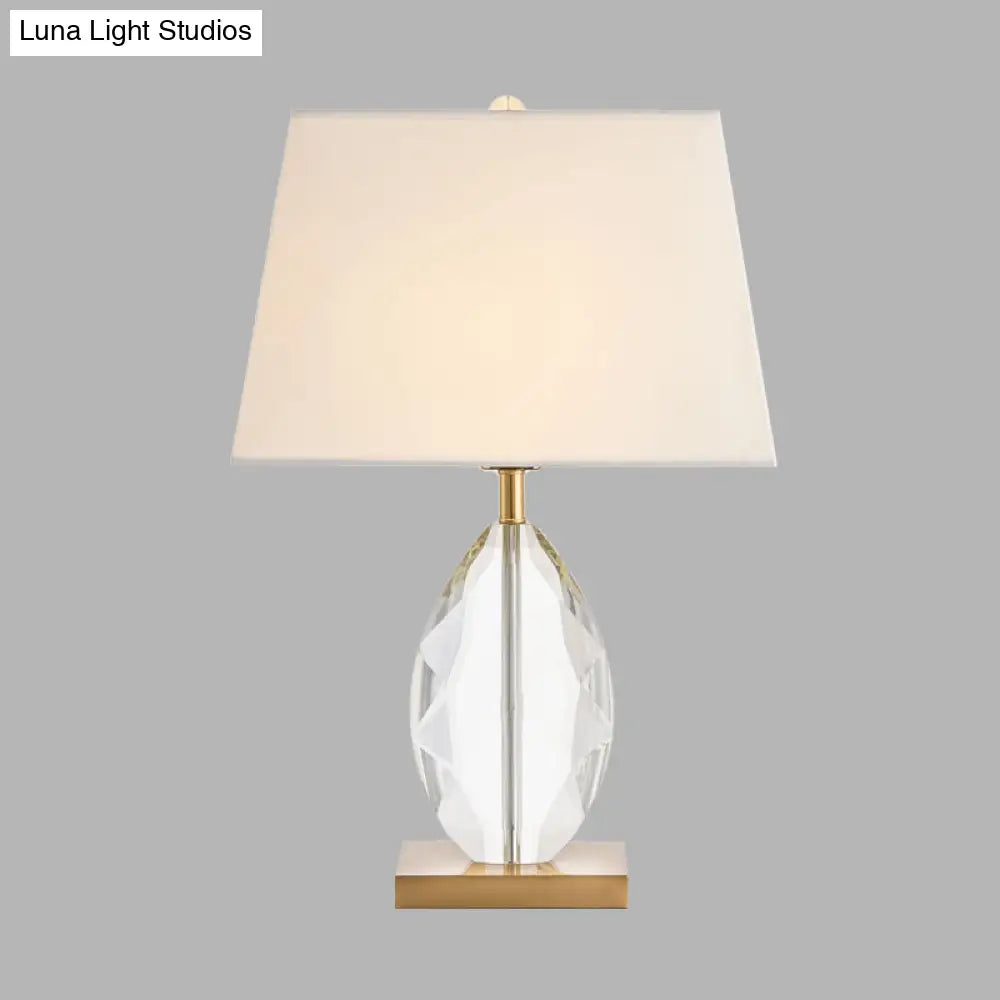 Traditional Oval Table Lamp with White Crystal Night Light