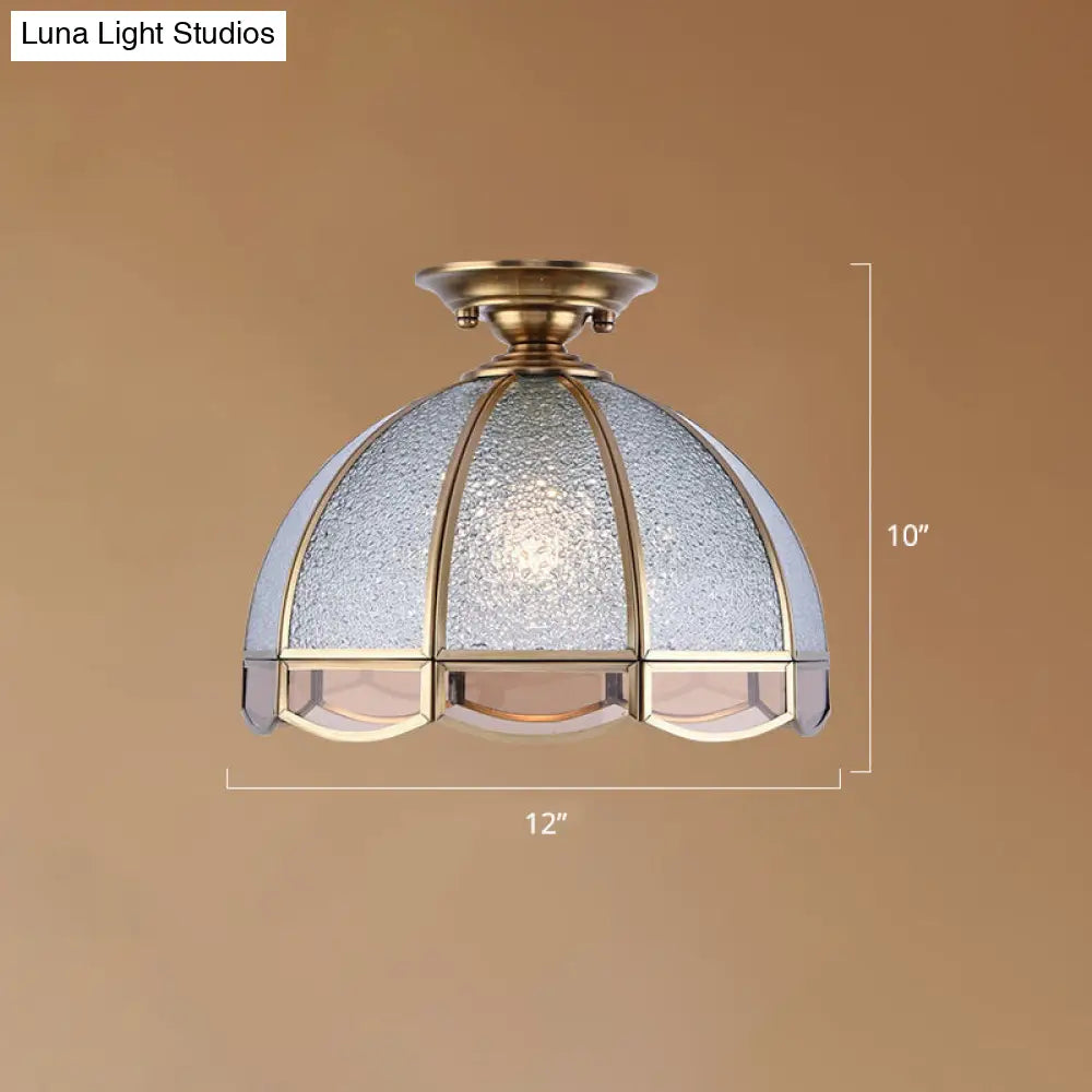 Traditional Seedy Glass Foyer Ceiling Light with Scalloped Edge