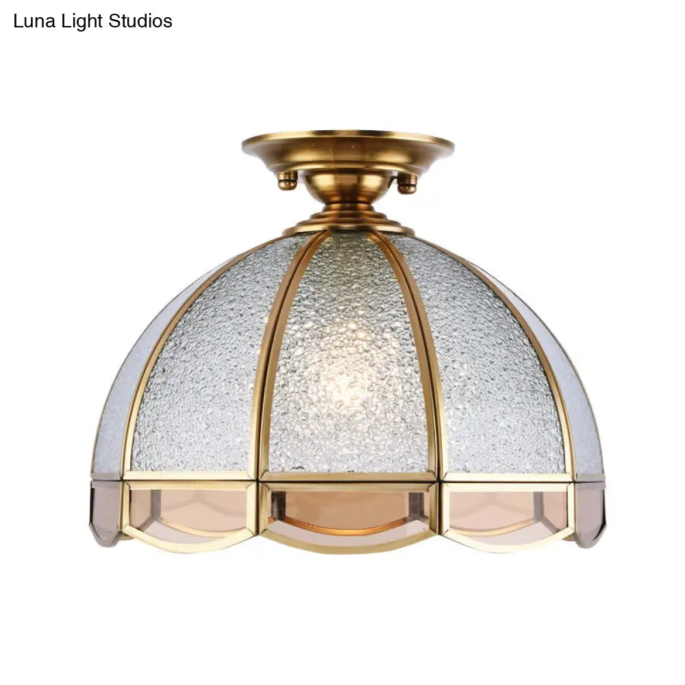 Traditional Seedy Glass Foyer Ceiling Light with Scalloped Edge