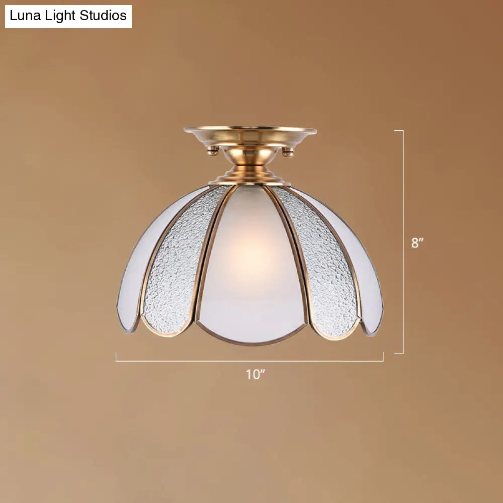 Traditional Seedy Glass Foyer Ceiling Light with Scalloped Edge