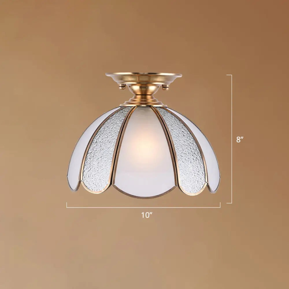 Traditional Seedy Glass Foyer Ceiling Light with Scalloped Edge