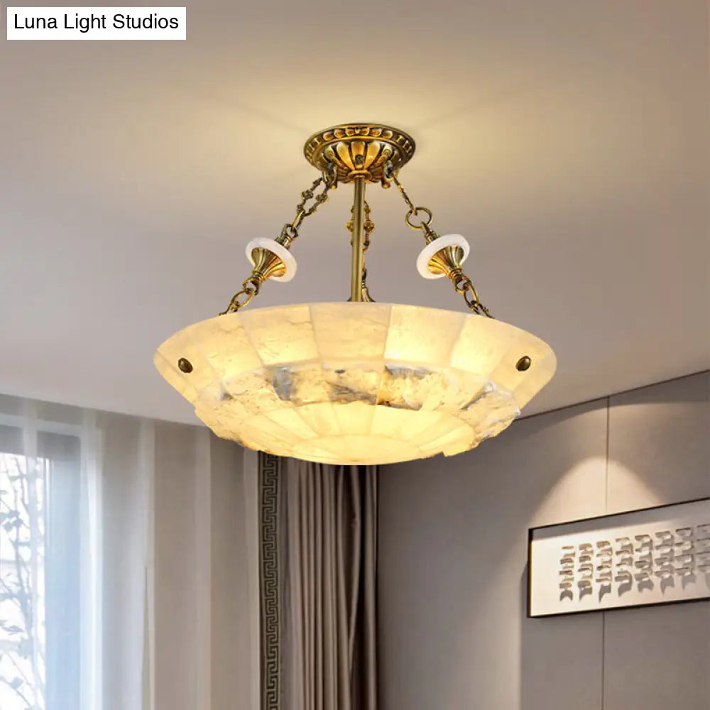 DecorBites™ DecorBites™ Traditional Semi Flush Mount Ceiling Lamp - White Glass Bowl, 3/4-Light, 16"/19.5" Width