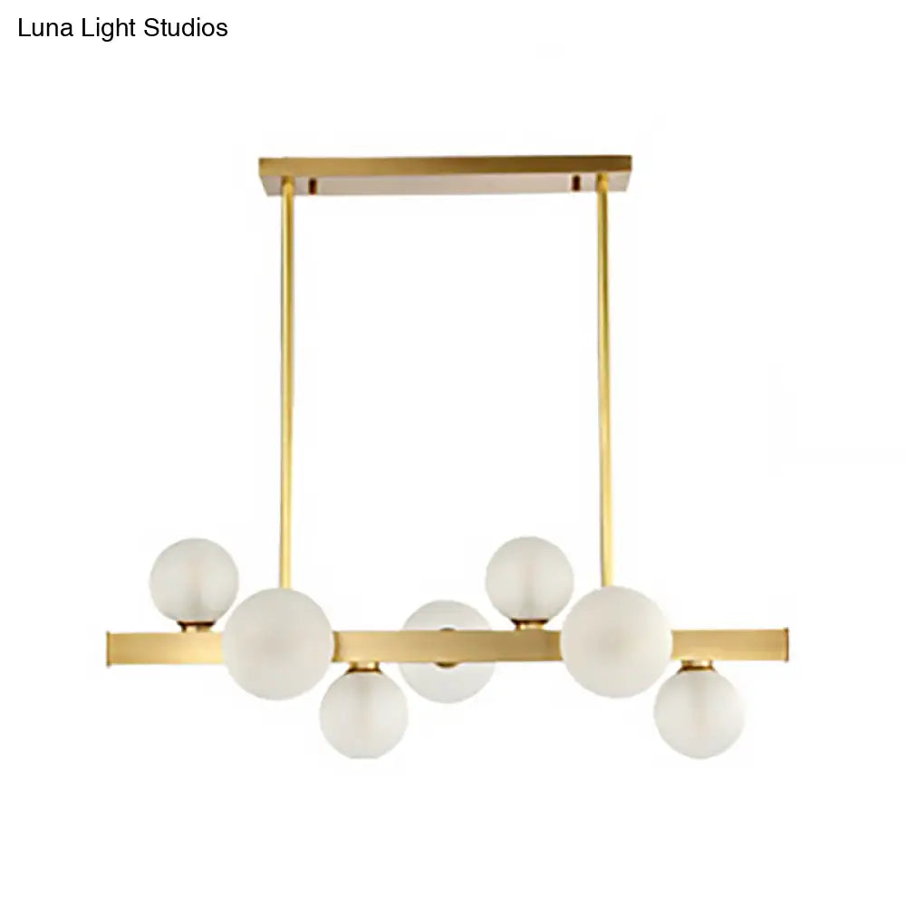 Traditional Spherical Frosted Glass Pendant Light - Gold, 7/12 Lights - Dining Room Island Lighting