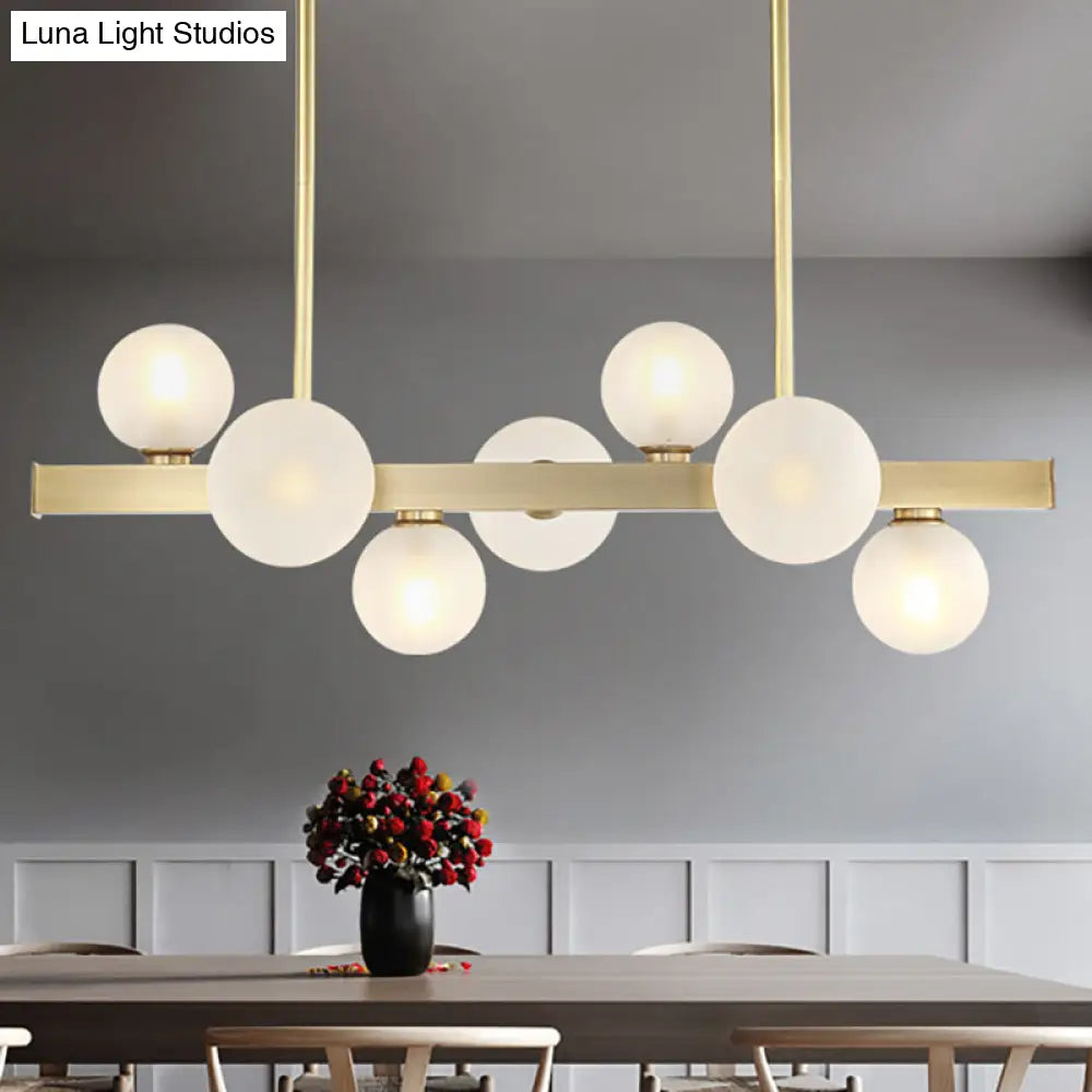 Traditional Spherical Frosted Glass Pendant Light - Gold, 7/12 Lights - Dining Room Island Lighting