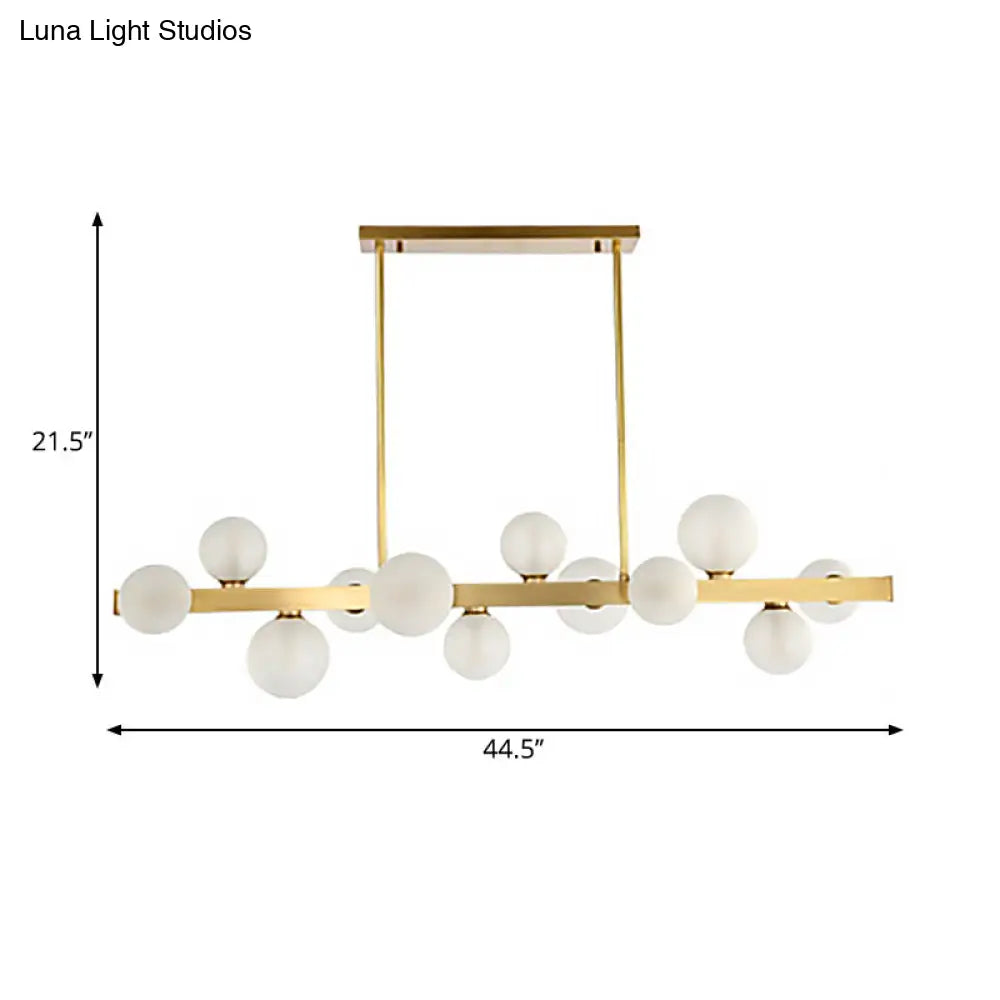 Traditional Spherical Frosted Glass Pendant Light - Gold, 7/12 Lights - Dining Room Island Lighting