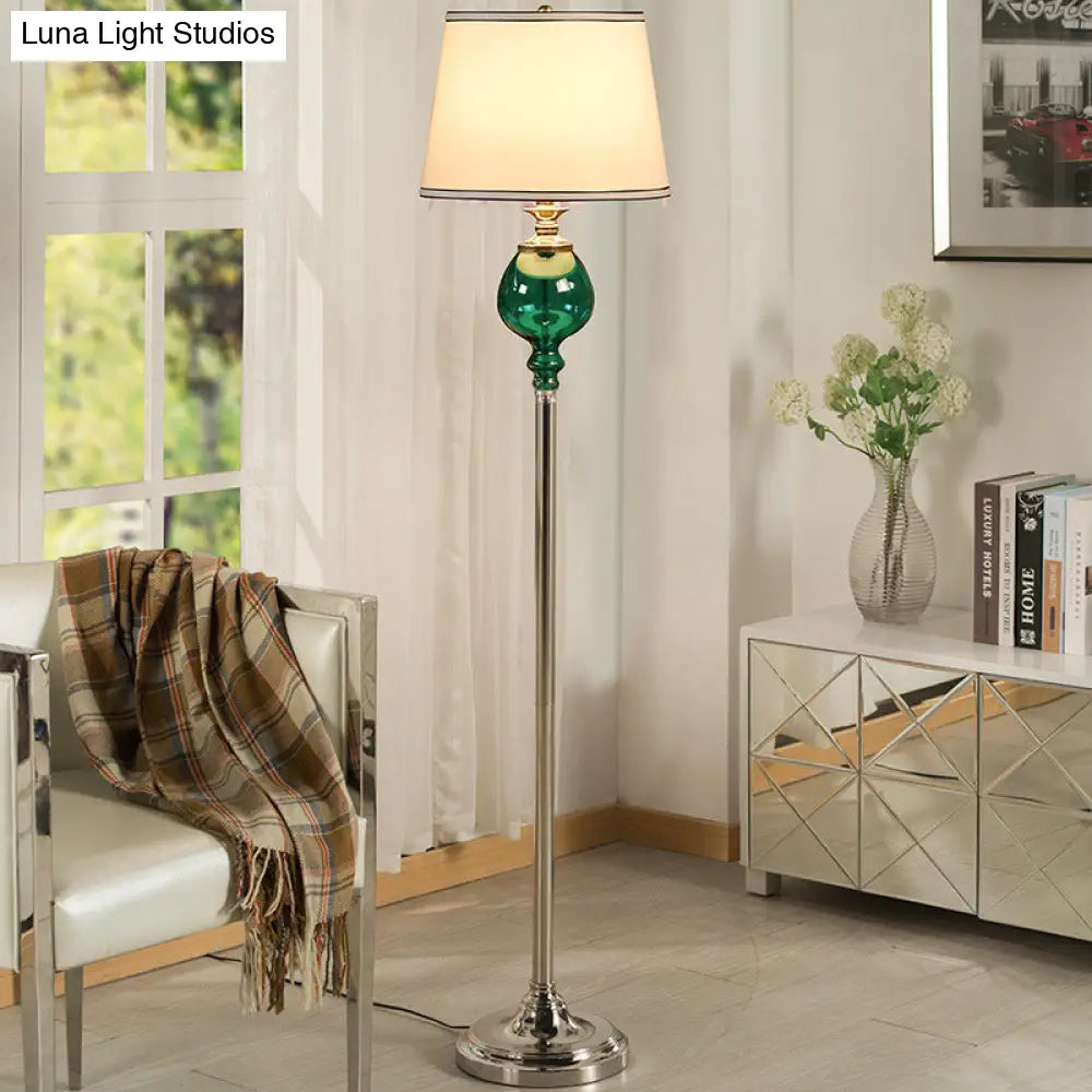 Traditional Style Conical Shade Floor Lamp with Fabric Shade