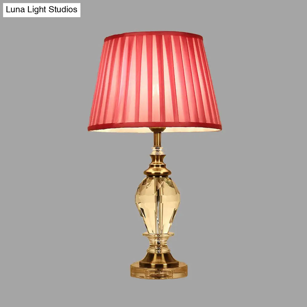 Traditional Style Crystal Nightstand Table Lamp in Pink/Blue/Beige for Living Room