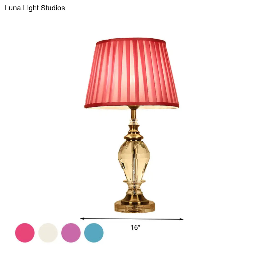 Traditional Style Crystal Nightstand Table Lamp in Pink/Blue/Beige for Living Room