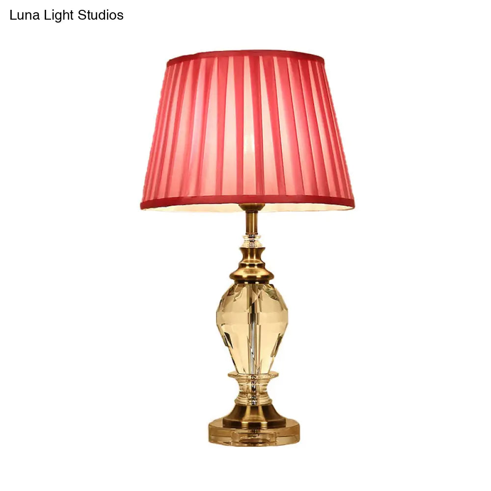 Traditional Style Crystal Nightstand Table Lamp in Pink/Blue/Beige for Living Room