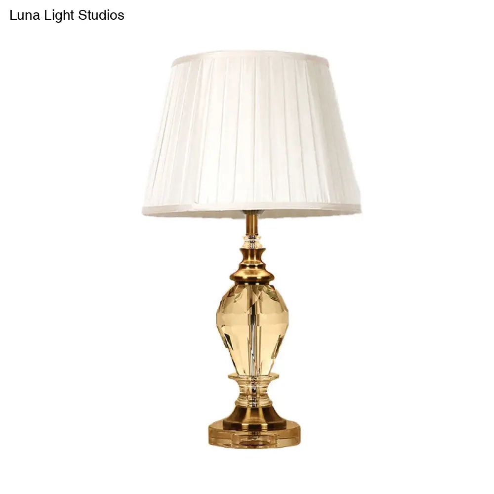 Traditional Style Crystal Nightstand Table Lamp in Pink/Blue/Beige for Living Room