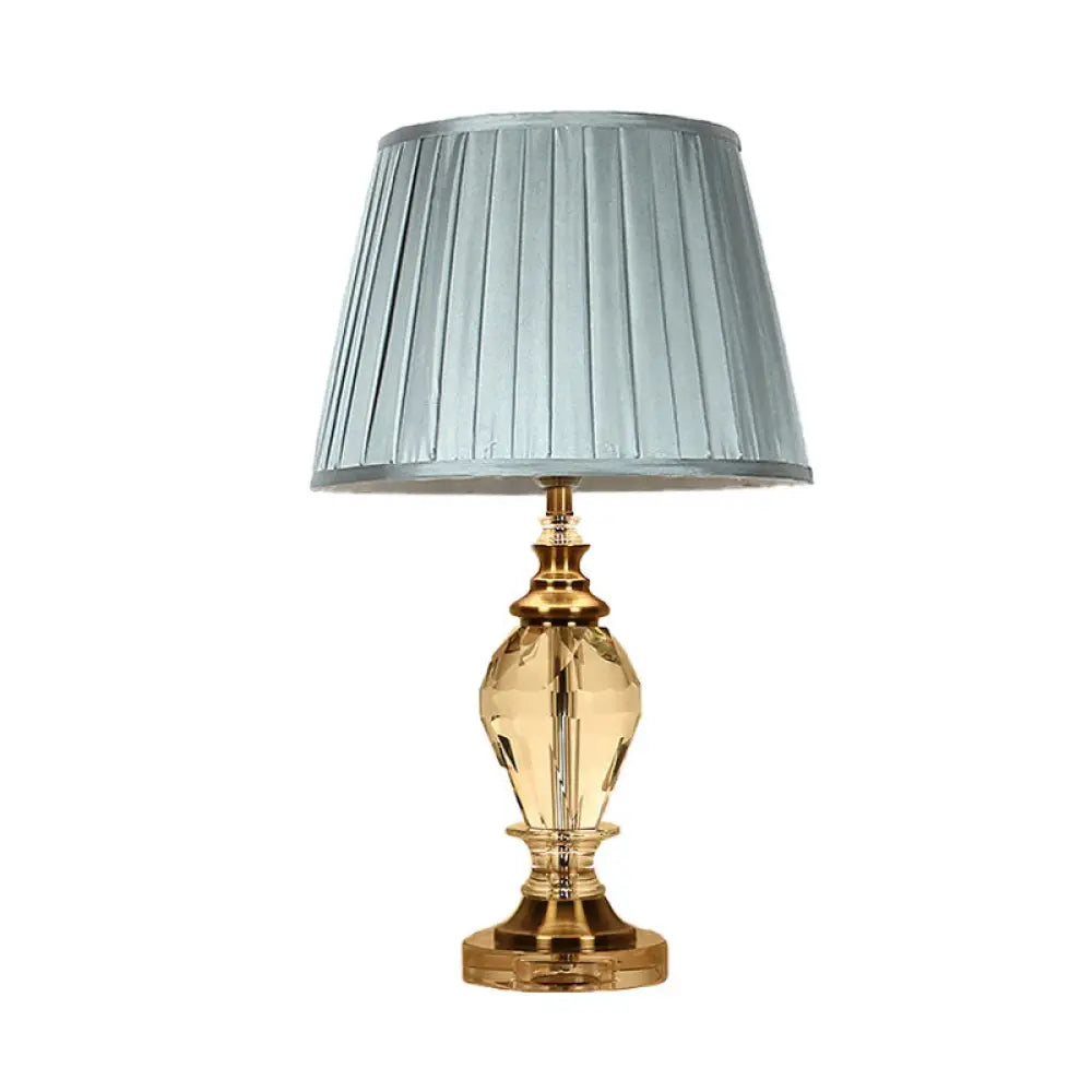 Traditional Style Crystal Nightstand Table Lamp in Pink/Blue/Beige for Living Room
