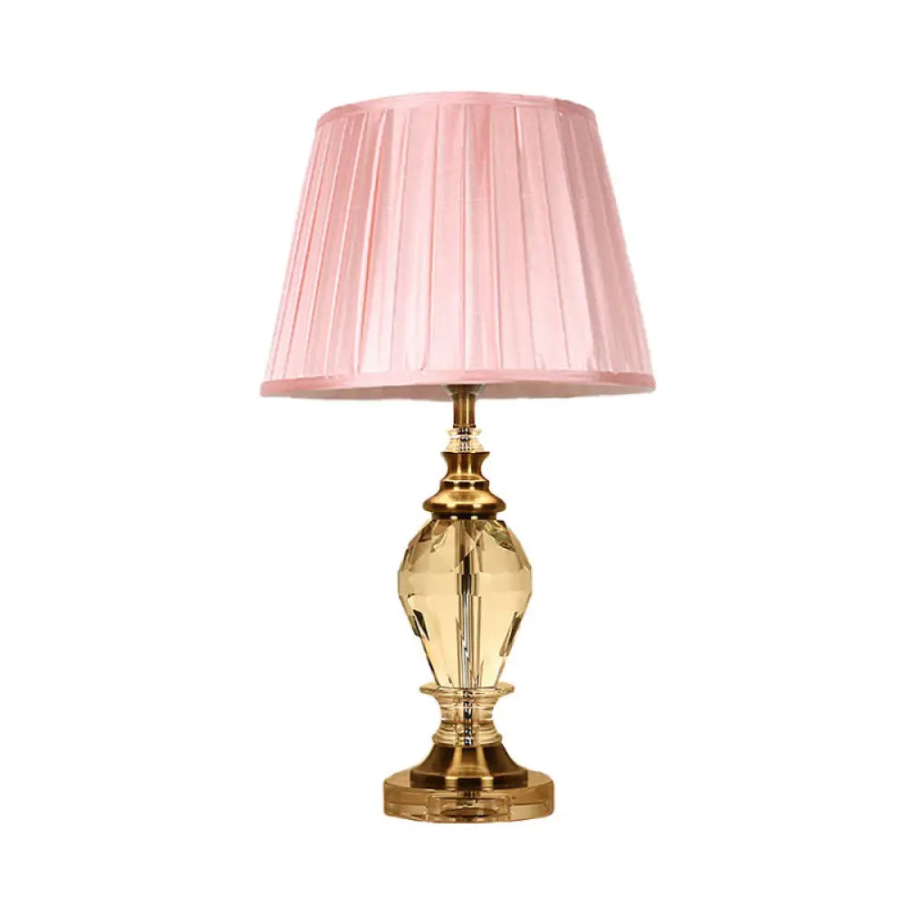 Traditional Style Crystal Nightstand Table Lamp in Pink/Blue/Beige for Living Room