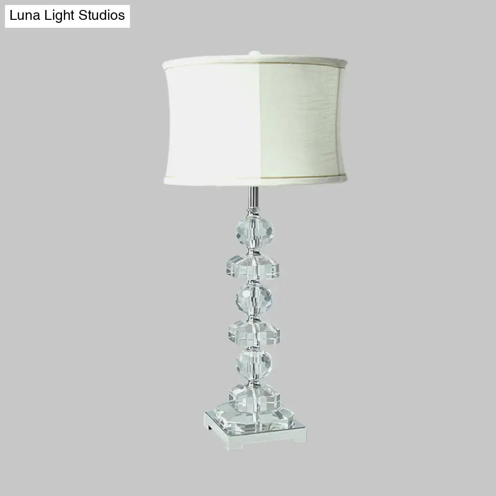 Traditional Style Crystal White Nightstand Lamp for Living Room