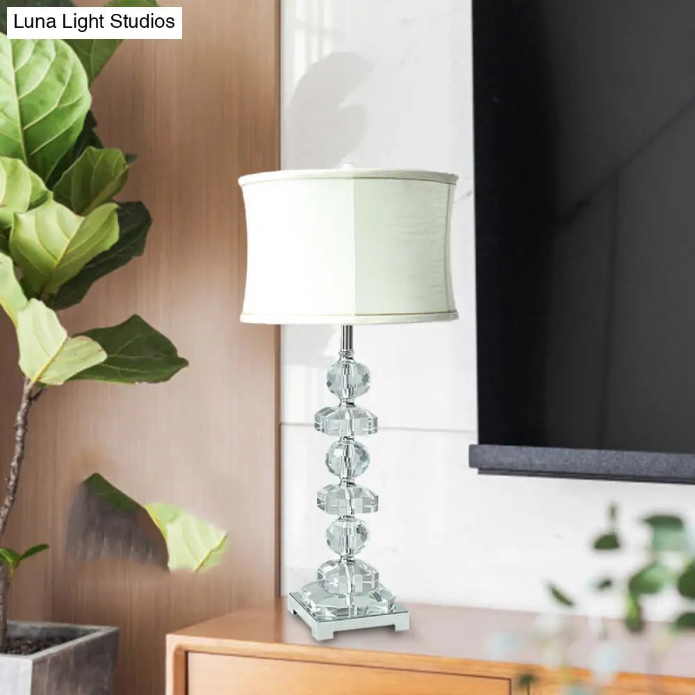 Traditional Style Crystal White Nightstand Lamp for Living Room
