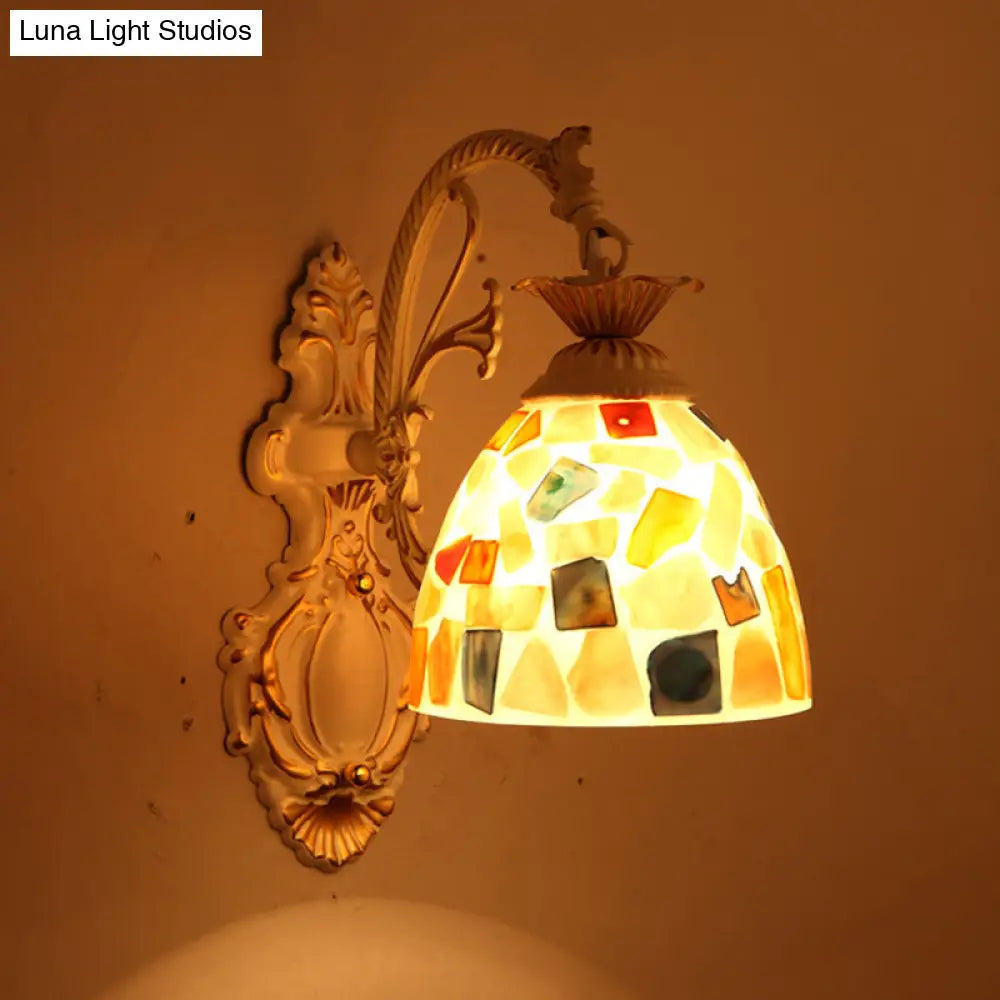 Traditional Tiffany Glass Wall Lamp with Bell Shade - Perfect for Corridor Lighting