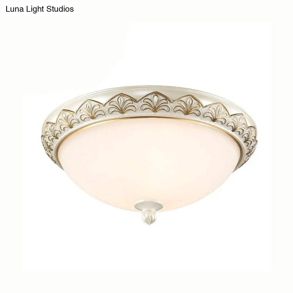 Traditional White Glass Ceiling Mounted Flush Mount Lamp for Bedroom