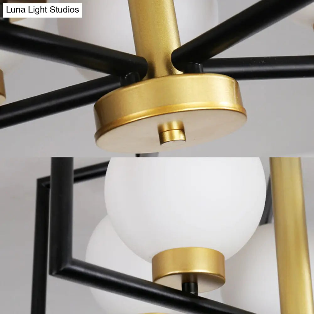 Traditional White Glass Flush Mount Ceiling Fixture with 5 Lights for Living Room