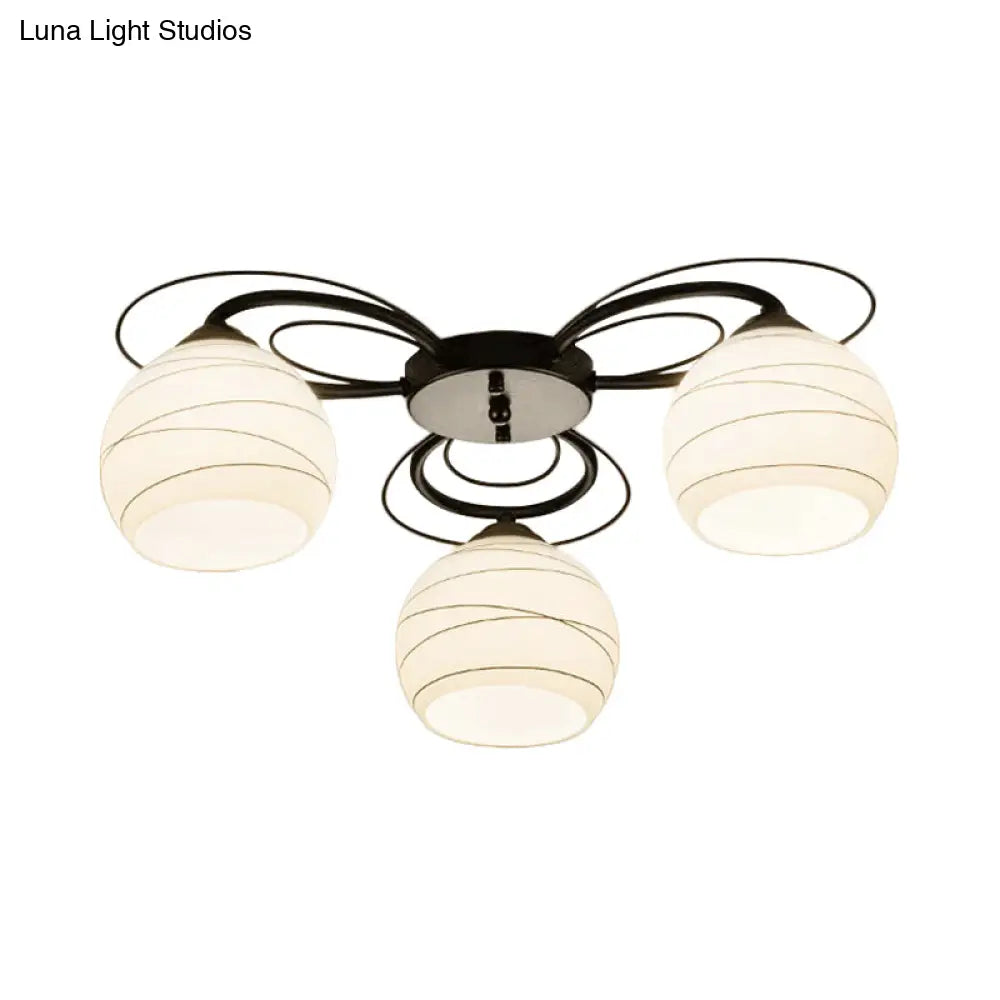 Traditional White Glass Flush Mount Ceiling Light - 3/6/9 Orb Lights for Living Room