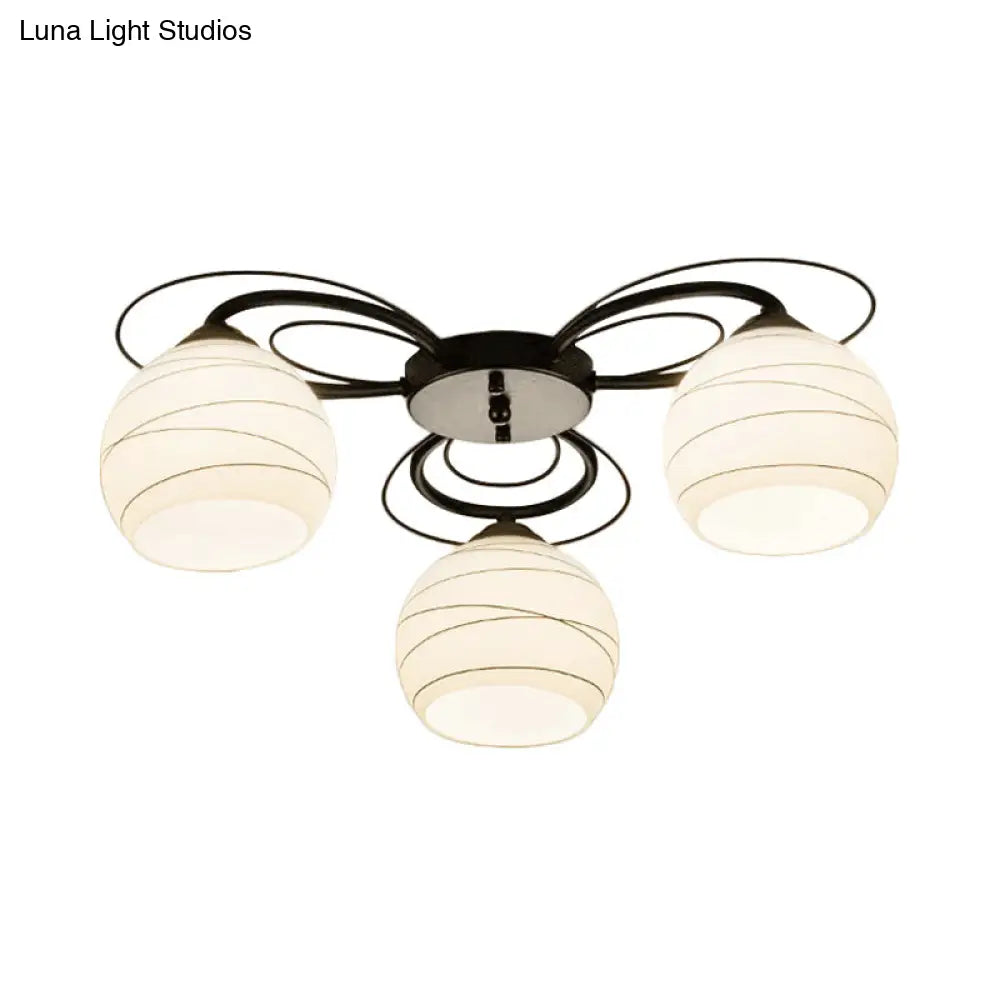 Traditional White Glass Flush Mount Ceiling Light - 3/6/9 Orb Lights for Living Room