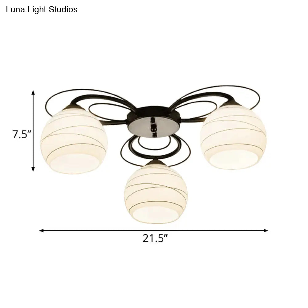 Traditional White Glass Flush Mount Ceiling Light - 3/6/9 Orb Lights for Living Room