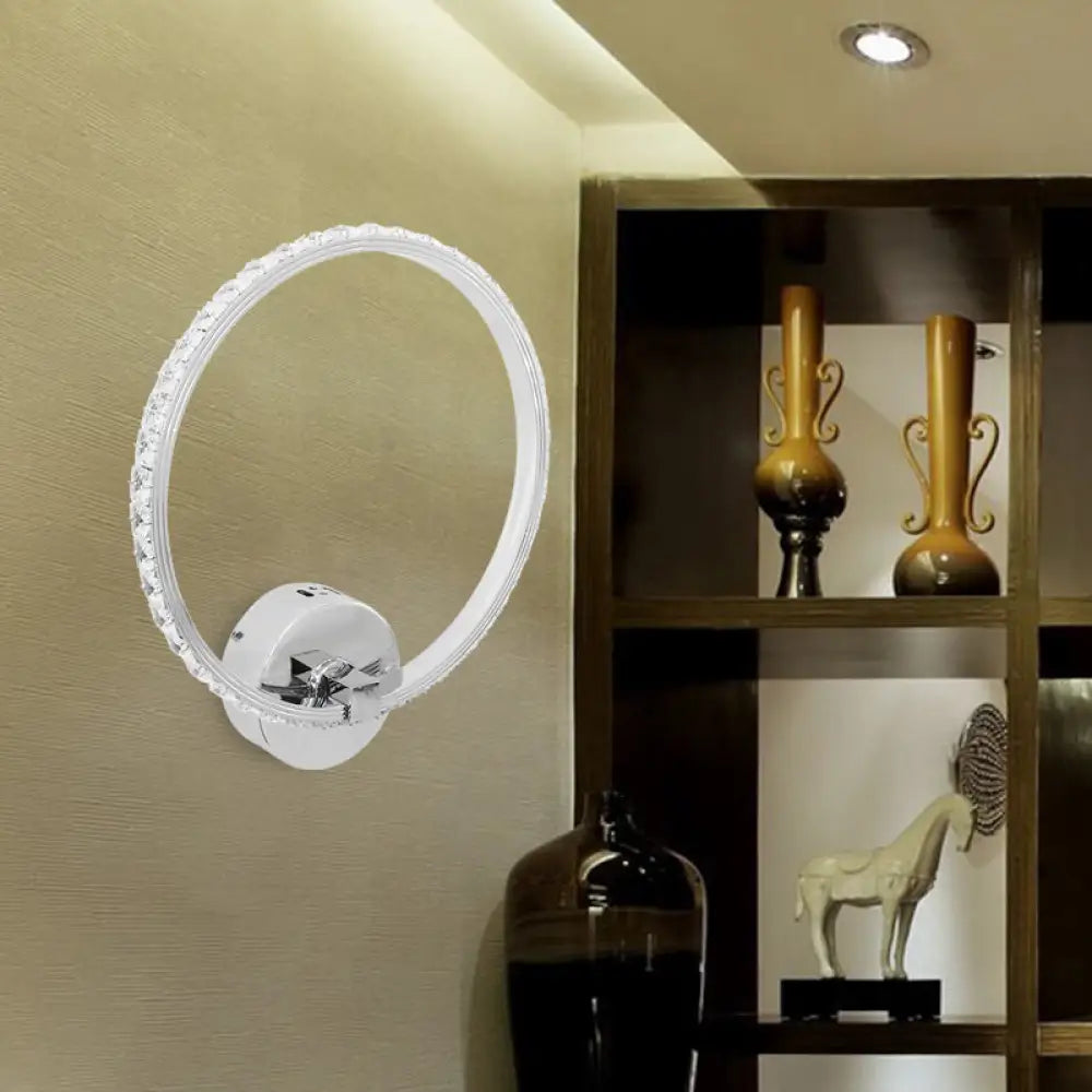 Translucent Crystal Sconce Light - Modern LED Wall Lighting Fixture | Chrome Finish | 6"/8"/10" H