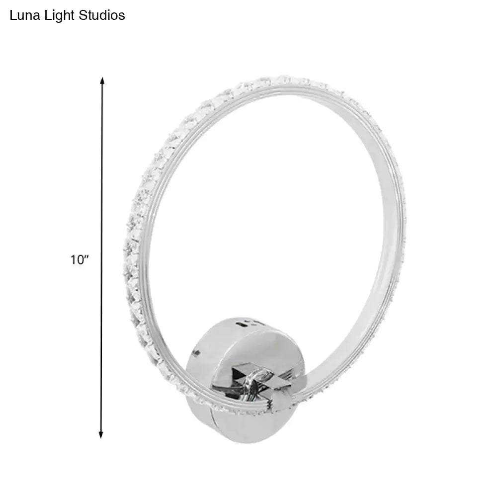 Translucent Crystal Sconce Light - Modern LED Wall Lighting Fixture | Chrome Finish | 6"/8"/10" H