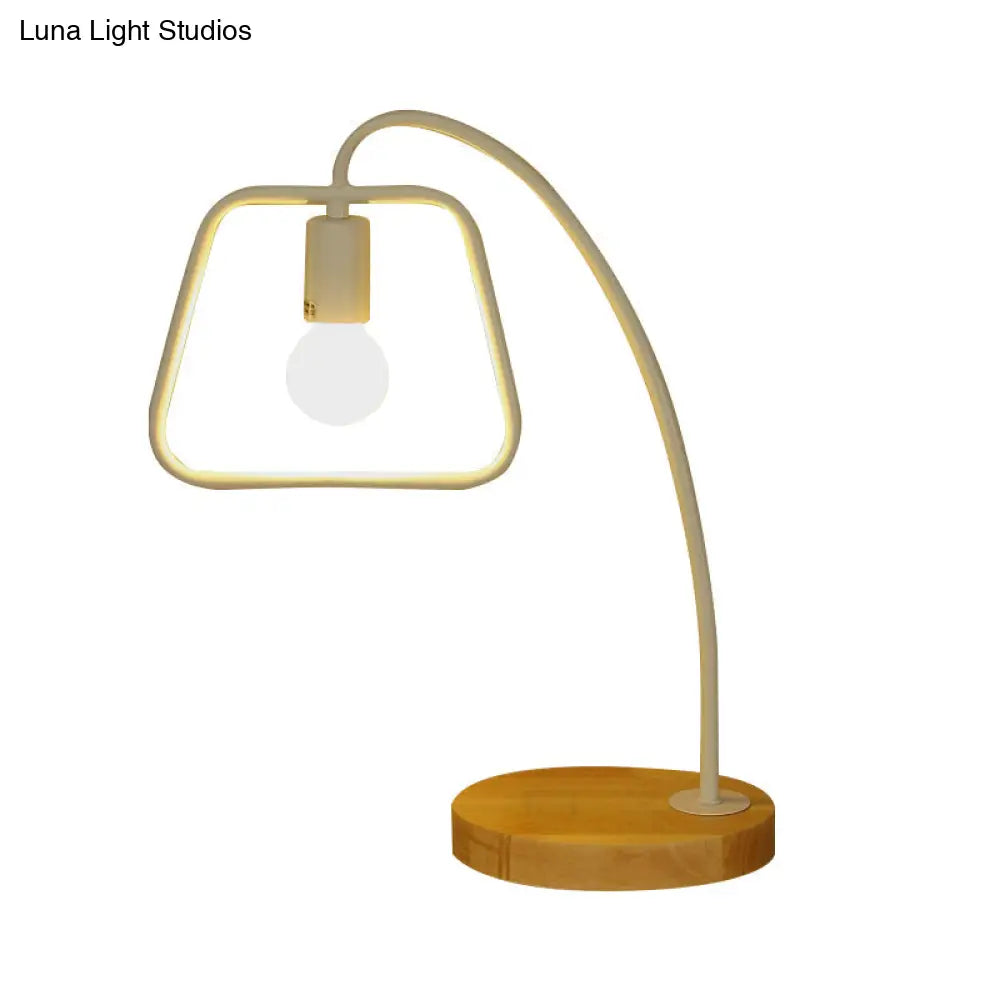 Trapezoid-Shaped Industrial Table Lighting with Metallic Frame - 1 Light Bedroom Standing Light in Black/White