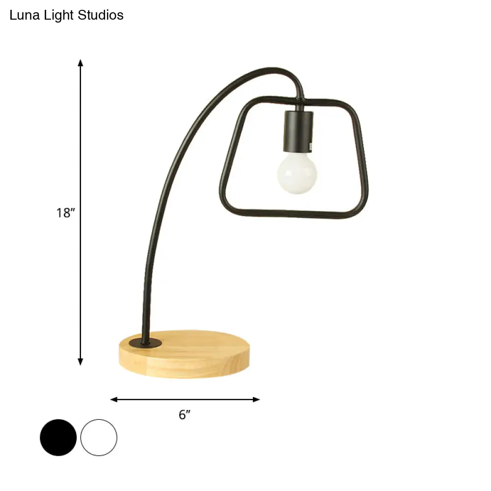 Trapezoid-Shaped Industrial Table Lighting with Metallic Frame - 1 Light Bedroom Standing Light in Black/White