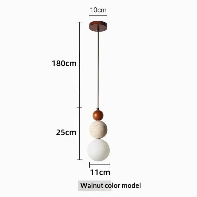 Travertine Stone and Wood Bauhaus Pendant Light - Decorbites
