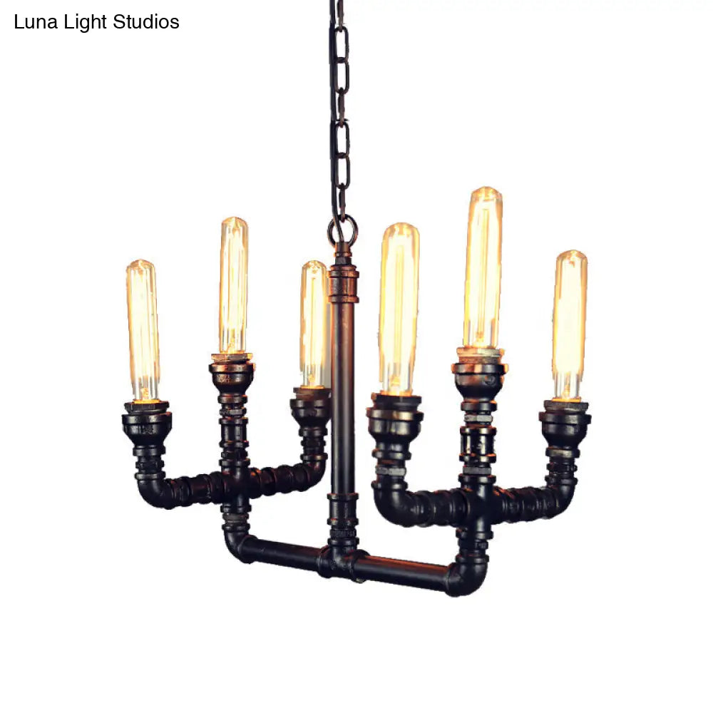 Trident Metallic Suspension Pendant - Black, 6 Heads - Perfect for Restaurants!
