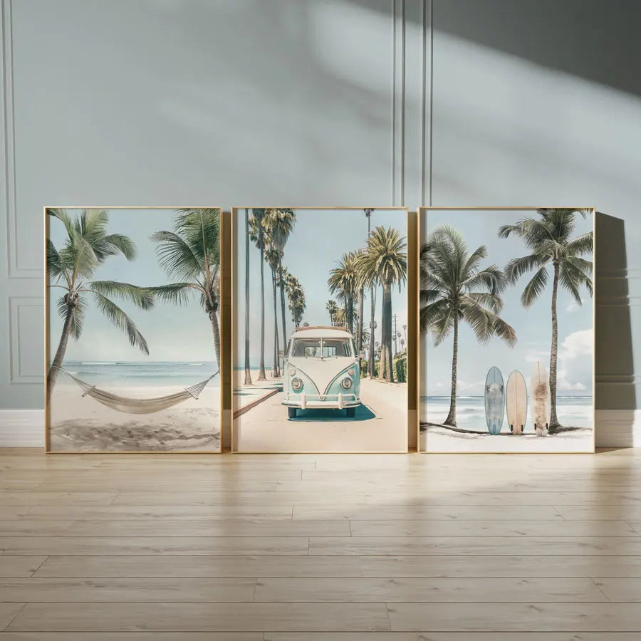 Tropical Surfboard Travel Wall Art Set - Posters