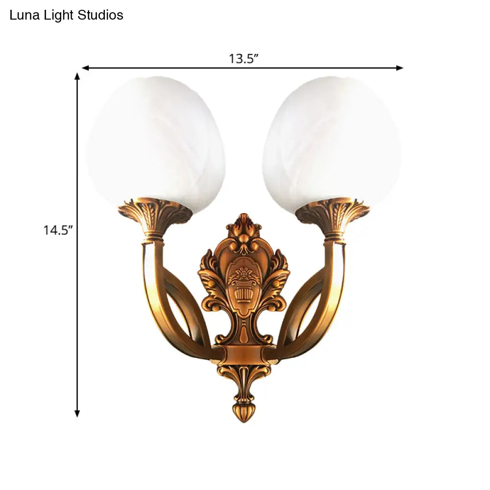 Tulip White Glass Wall Sconce - 1/2-Bulb Living Room Lighting Fixture