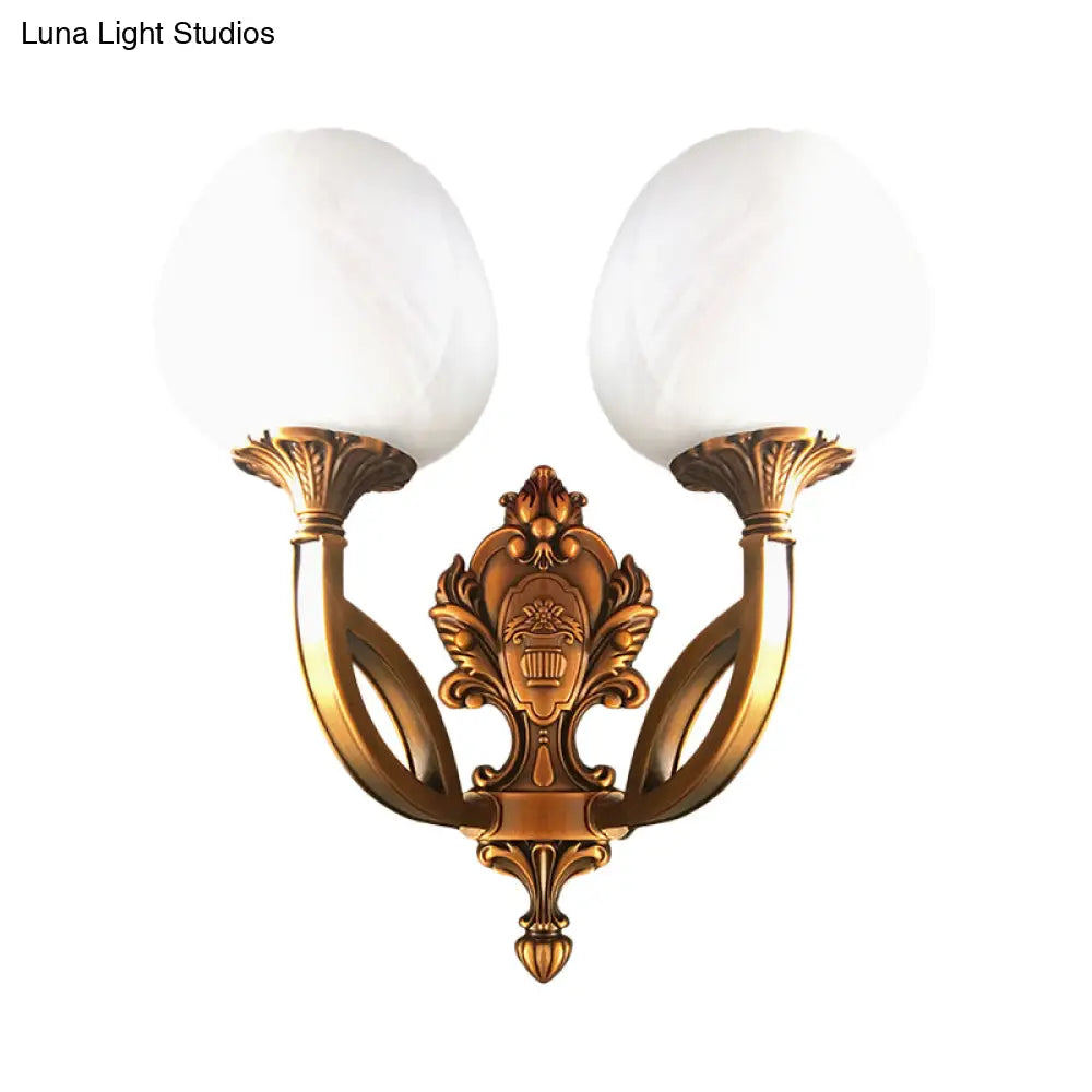 Tulip White Glass Wall Sconce - 1/2-Bulb Living Room Lighting Fixture