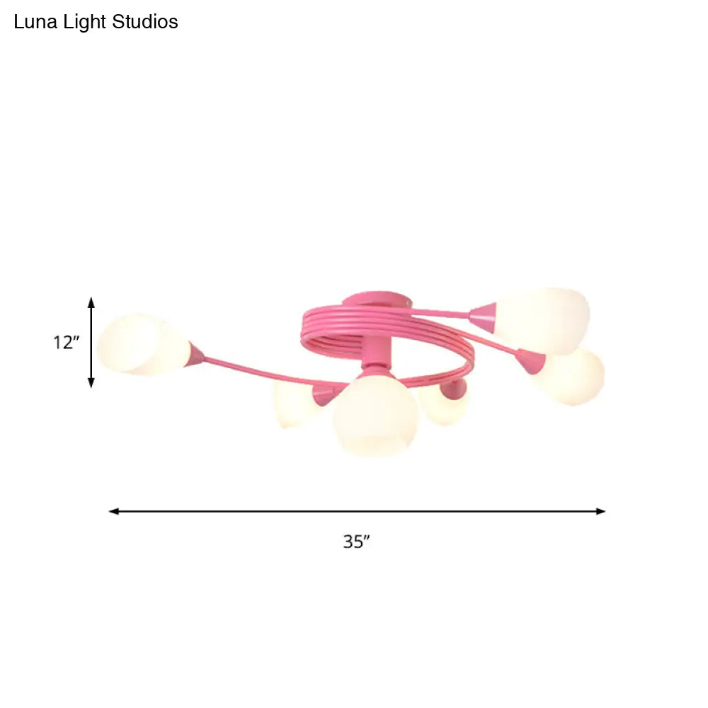 Twisted Arm Metallic Ceiling Lamp for Kids' Bedroom and Kindergarten - Modern Semi Flush Light