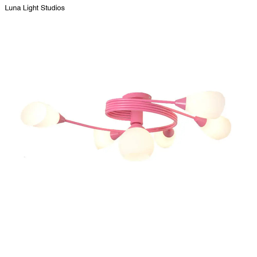 Twisted Arm Metallic Ceiling Lamp for Kids' Bedroom and Kindergarten - Modern Semi Flush Light