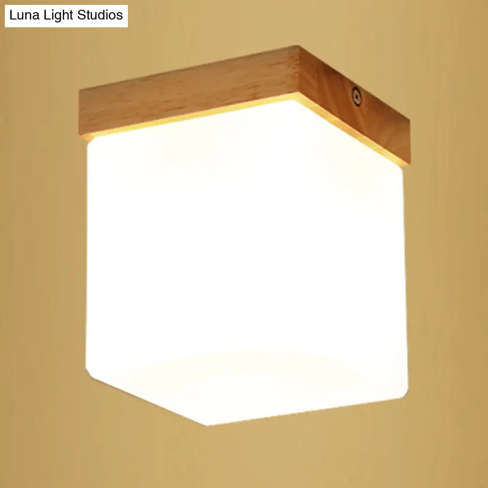 Ultra-Contemporary 1-Light White Glass Semi Flush Chandelier Ceiling Light for Hallway