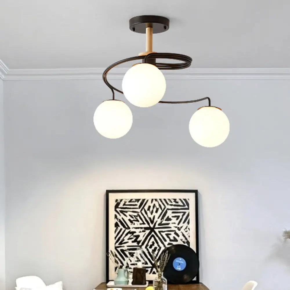 Ultra-Contemporary Milk Glass Semi Flush Mount Ceiling Light Fixture for Living Room