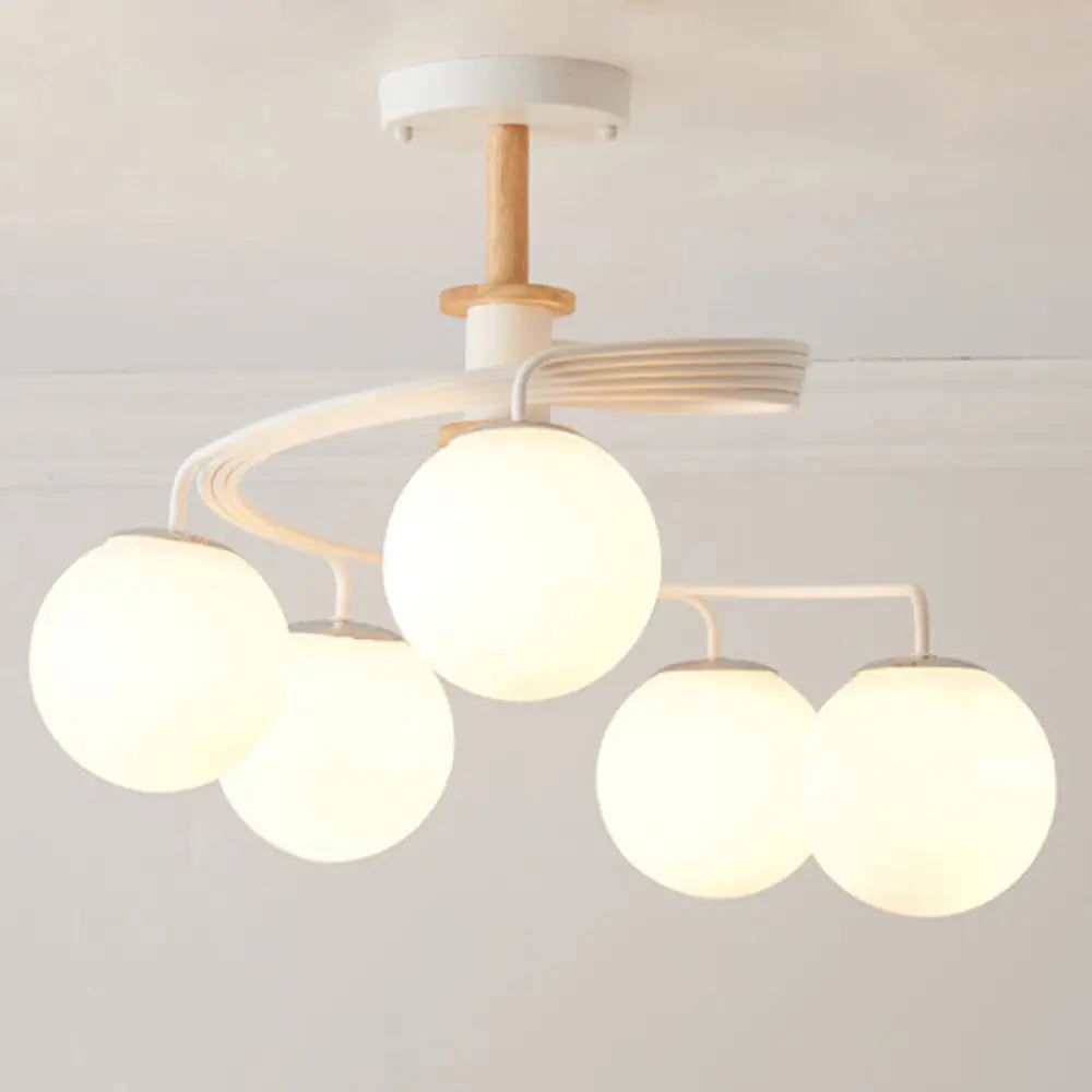 Ultra-Contemporary Milk Glass Semi Flush Mount Ceiling Light Fixture for Living Room