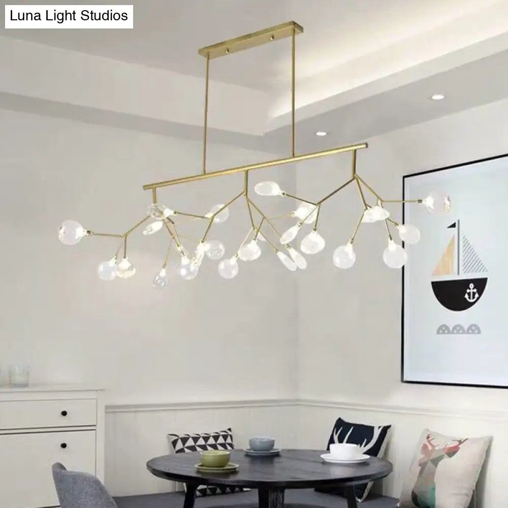 Ultra-modern 27-Light Island Metal Pendant with Clear Shade for Dining Room