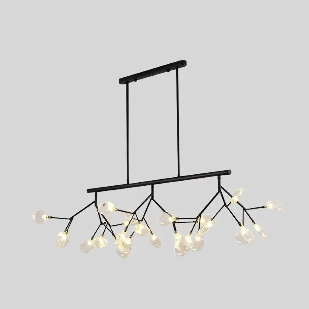 Ultra-modern 27-Light Island Metal Pendant with Clear Shade for Dining Room