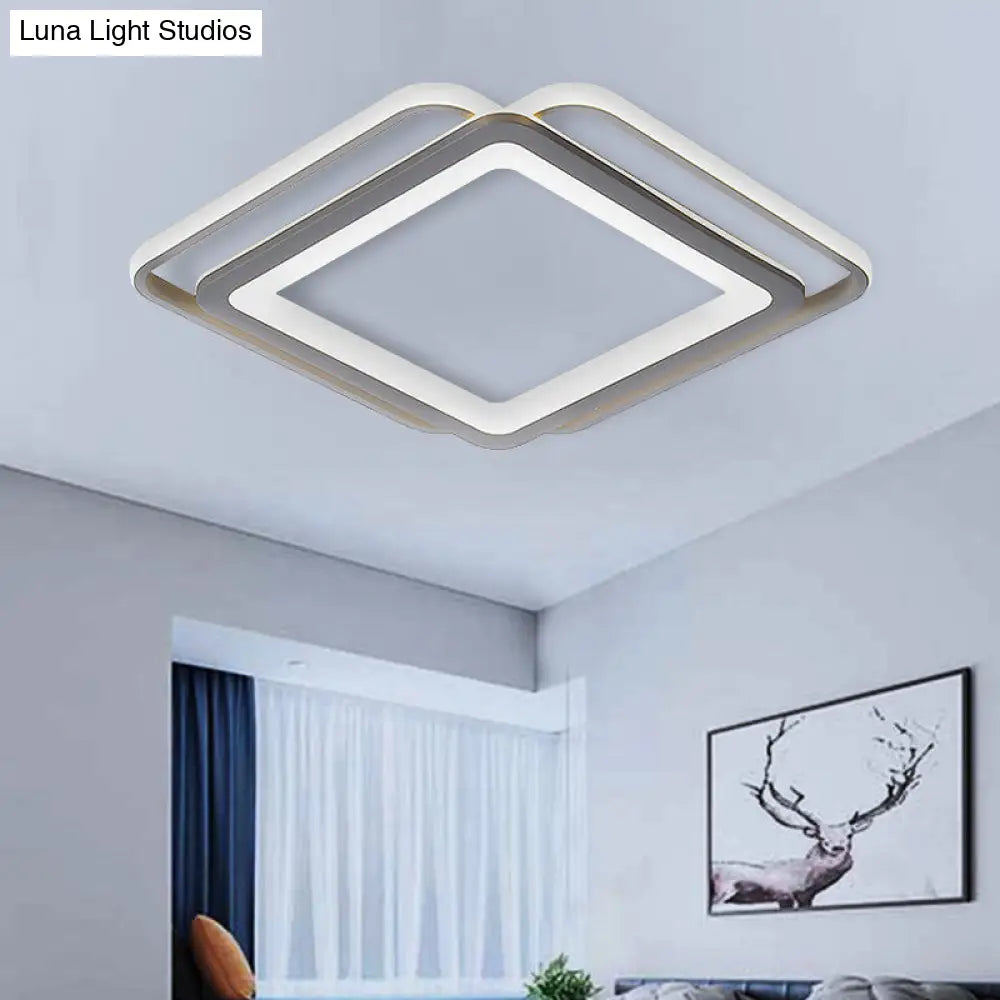 Ultra Slim Acrylic Ceiling Flush Mount LED Fixture (16"/19.5"/35.5") in Grey, with Warm/White Light