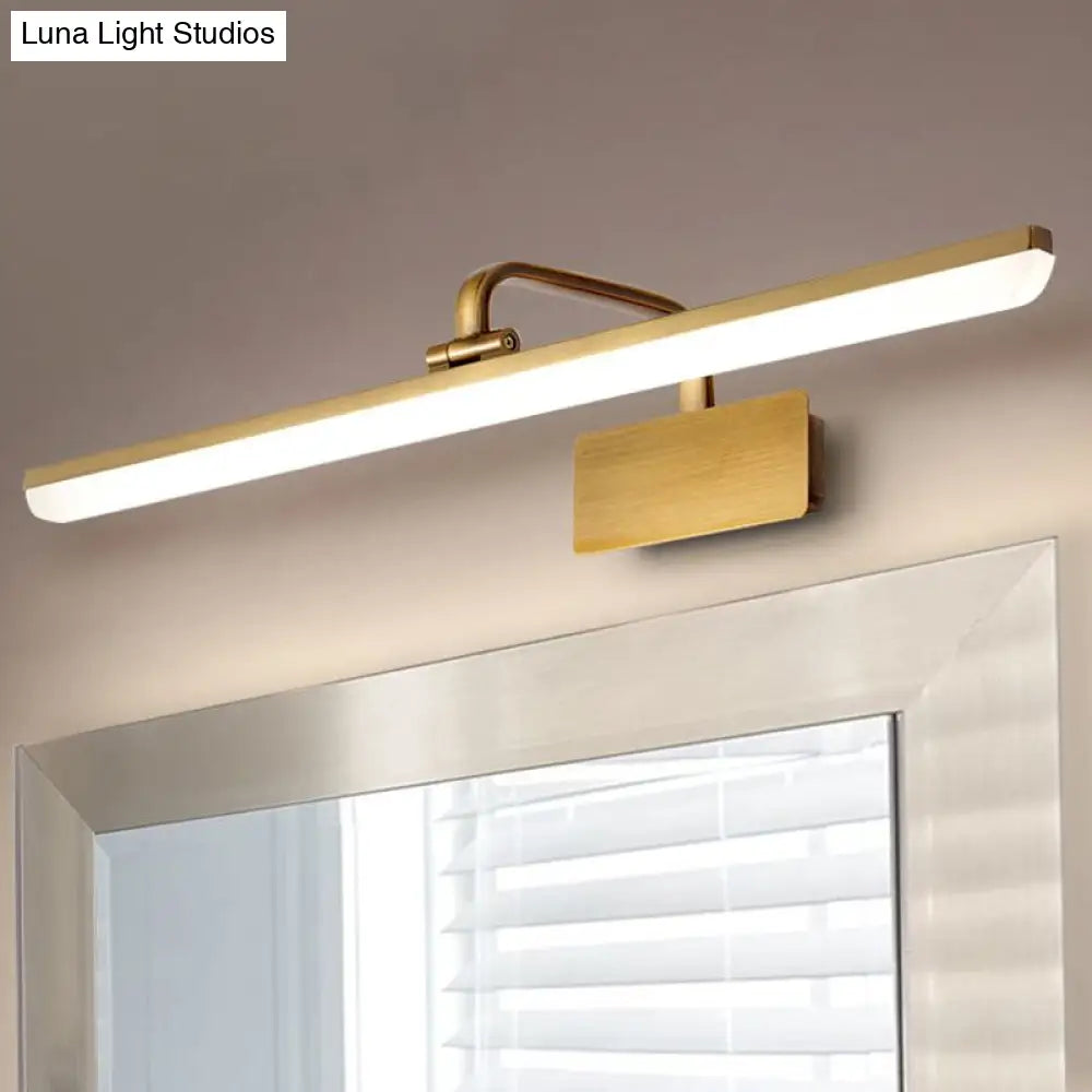 Ultra-Thin LED Indoor Wall Light - Brushed Brass Vanity Sconce in Warm/White Lighting, 16"/19.5" Width