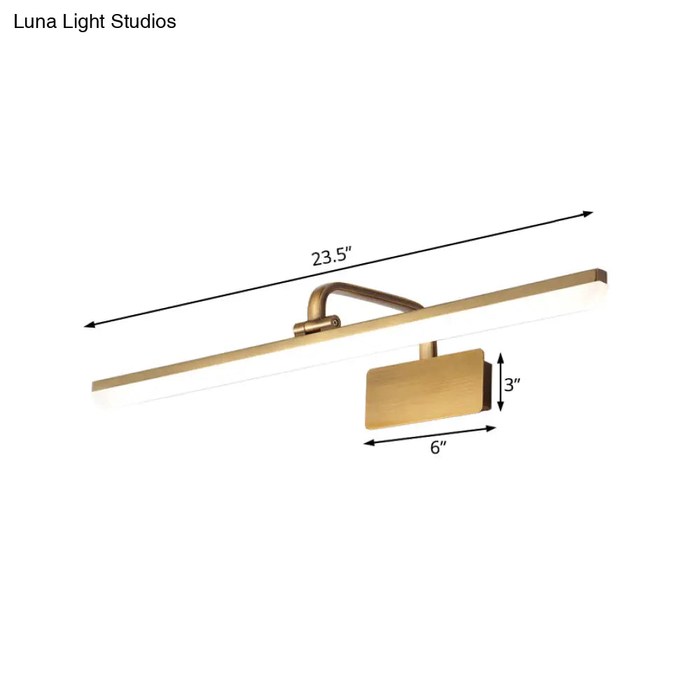 Ultra-Thin LED Indoor Wall Light - Brushed Brass Vanity Sconce in Warm/White Lighting, 16"/19.5" Width