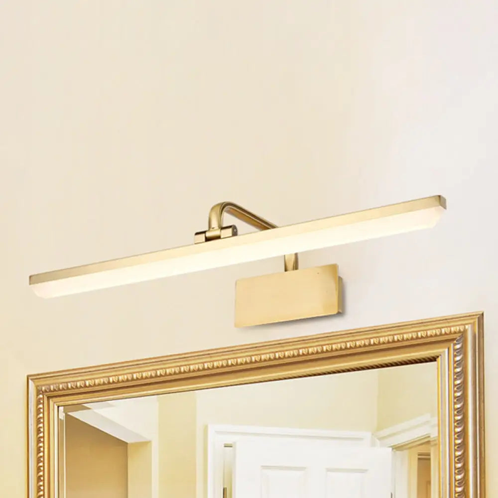 Ultra-Thin LED Indoor Wall Light - Brushed Brass Vanity Sconce in Warm/White Lighting, 16"/19.5" Width
